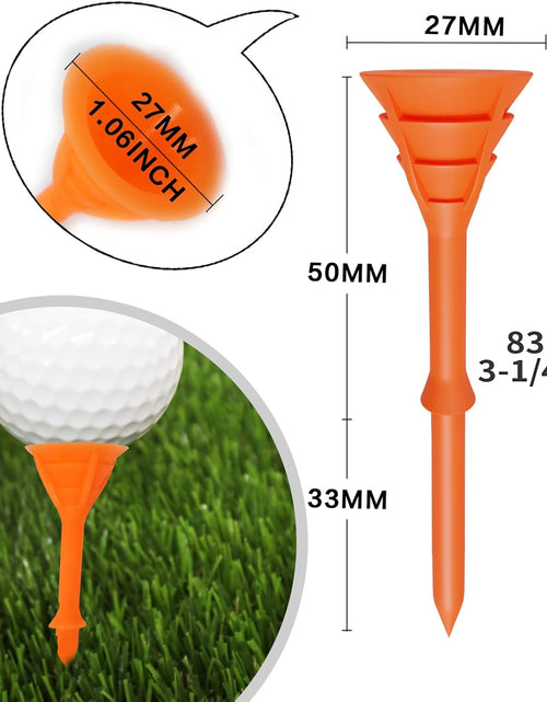 Load image into Gallery viewer, Golf Tees Plastic 3 1/4 Inch Upgrade Unbreakable Bulk Value 30/50 Pack Reduce Friction Side Spin Durable Stable 83Mm Long Tee for Golfer Practice
