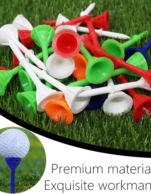 Load image into Gallery viewer, Golf Tees Plastic 3 1/4 Inch Upgrade Unbreakable Bulk Value 30/50 Pack Reduce Friction Side Spin Durable Stable 83Mm Long Tee for Golfer Practice

