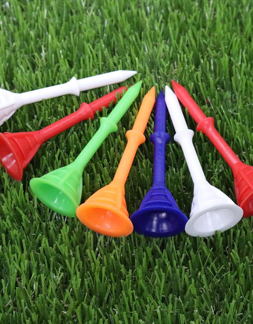 Load image into Gallery viewer, Golf Tees Plastic 3 1/4 Inch Upgrade Unbreakable Bulk Value 30/50 Pack Reduce Friction Side Spin Durable Stable 83Mm Long Tee for Golfer Practice
